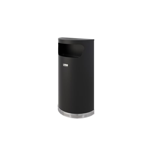 Suncast Commercial 9 Gallon Half-Round Metal Trash Can, Black